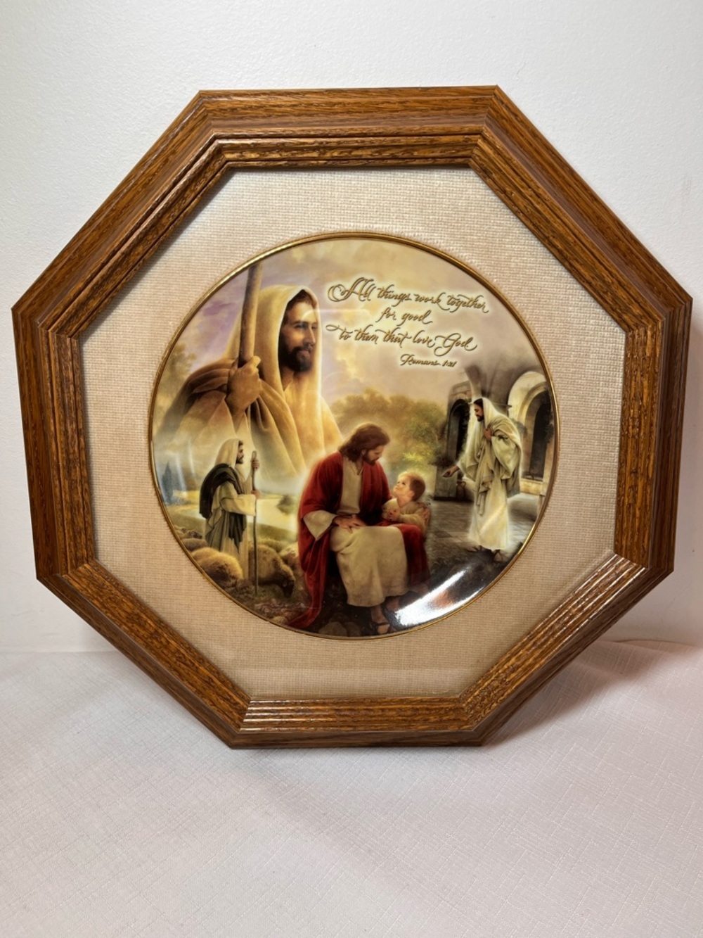 Bradford Exchange Framed Religious Decorative Plate. ALL THINGS WORK TOGETHER